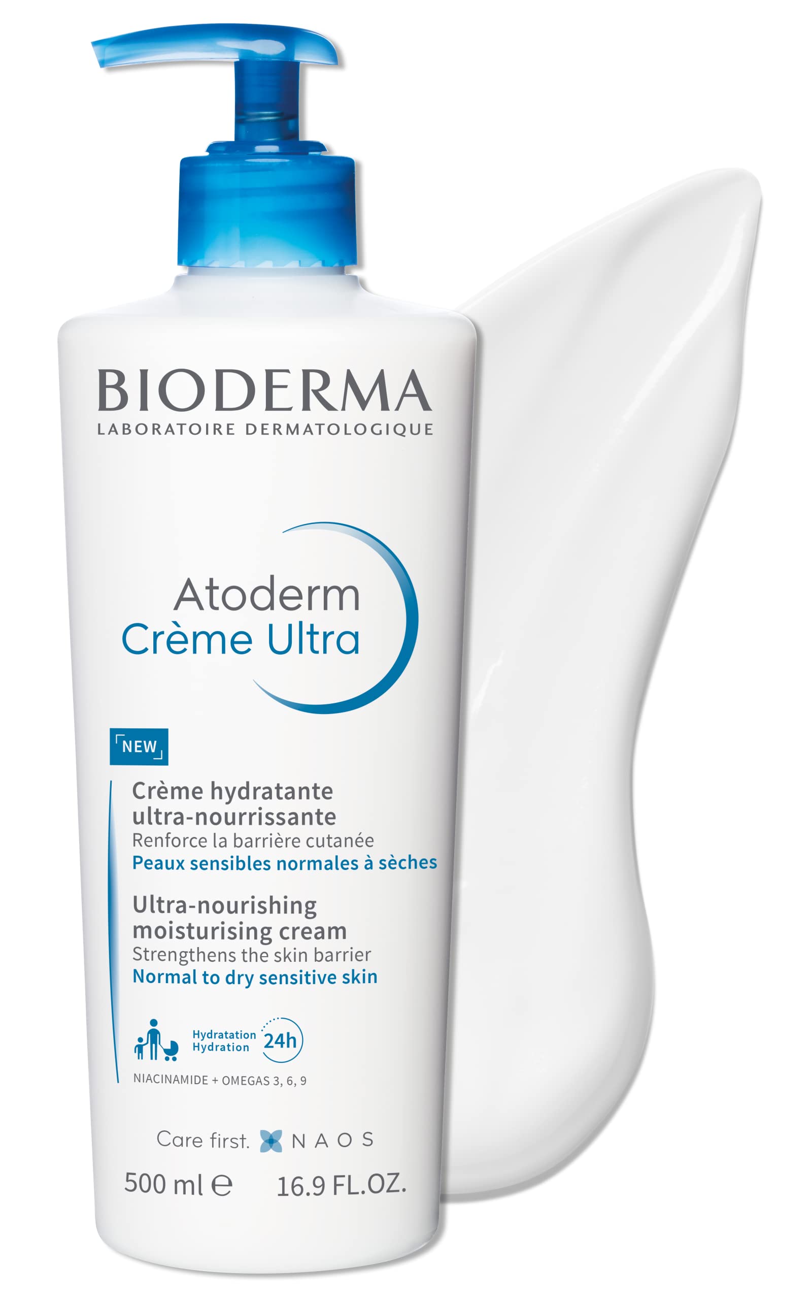 کرم پمپی مرطوب کننده و مغذی بایودرما مدل Atoderm Creme Ultra حجم 500 میلی‌لیتر