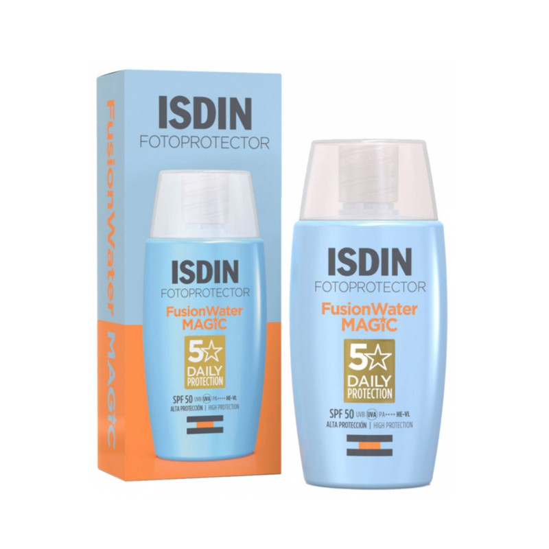 کرم ضد آفتاب بدون رنگ ایزدین SPF50 مدل Fusion Water Magic مناسب انواع پوست حجم 50 میلی‌لیتر