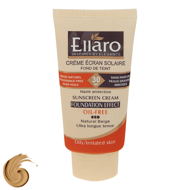 کرم ضد آفتاب رنگی الارو SPF30 سری Foundation Effect مدل Natural Beige مناسب پوست چرب و حساس حجم 40 میلی‌لیتر