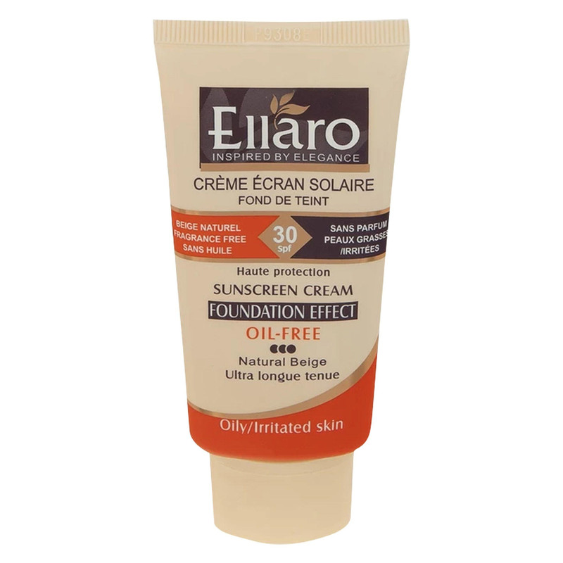 کرم ضد آفتاب رنگی الارو SPF30 سری Foundation Effect مدل Natural Beige مناسب پوست چرب و حساس حجم 40 میلی‌لیتر